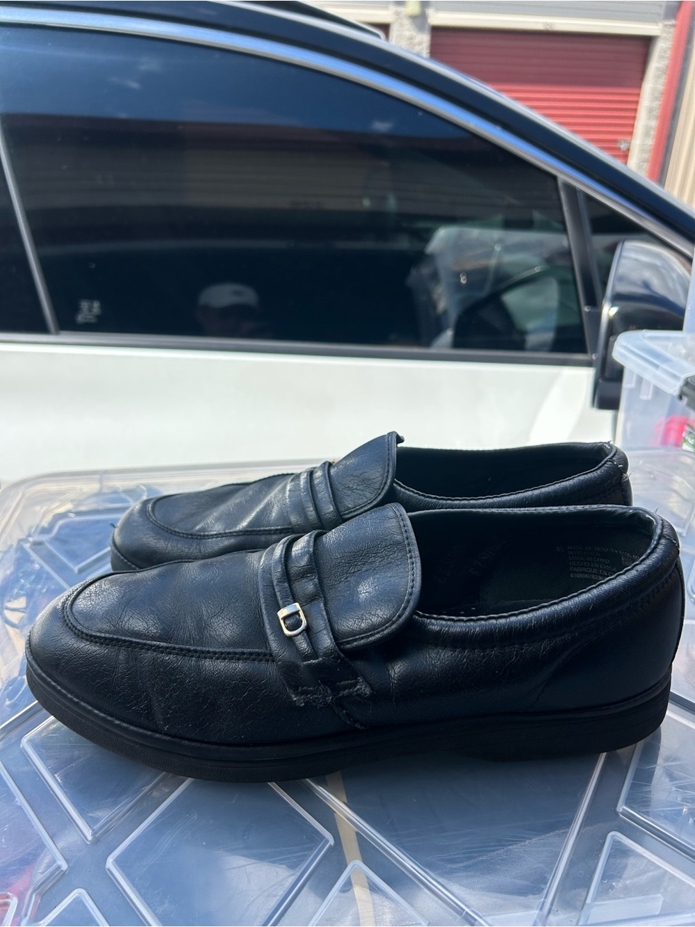 EZ Striker Men's Black Leather Slip-On Loafers Shoes Size 8.5